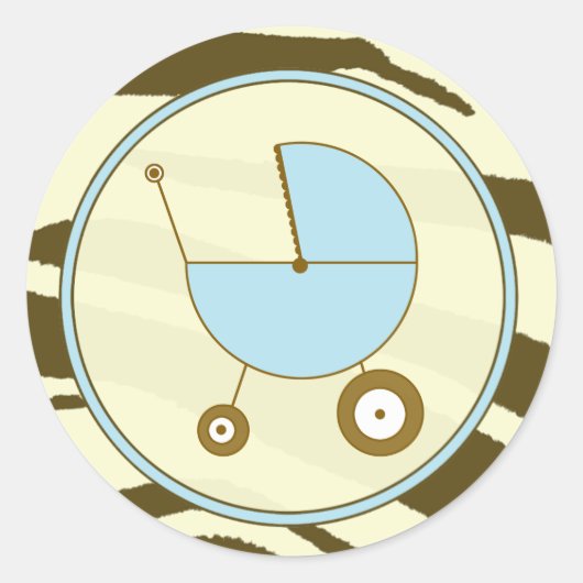 Sticker Brown Zebra Print et Blue Baby Carriage (Devant)