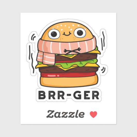 Sticker Brr-ger Funny Congélation Burger Pun (Feuille)