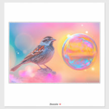 Bruant coloré et bulle arc-en-ciel
