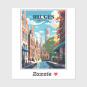 Sticker Bruges Belgium Travel Illustration (Feuille)