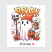 Sticker Bruh Ghost Halloween mignon Ghost Tricot Ou Traite (Feuille)