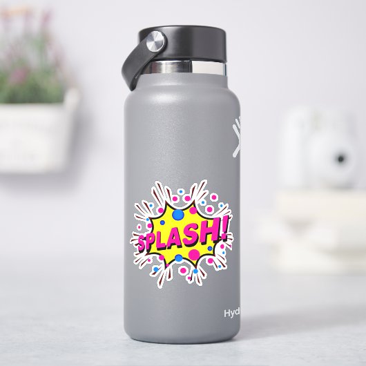 Sticker Brûler Pop Art rose Jaune sur 4" Vinyl (HydroFlask)