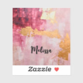 Sticker Brush artistique touche or et rose (Feuille)