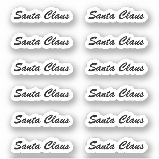 Sticker Brush Script Kiss-Cut Santa Claus Signature (Devant)