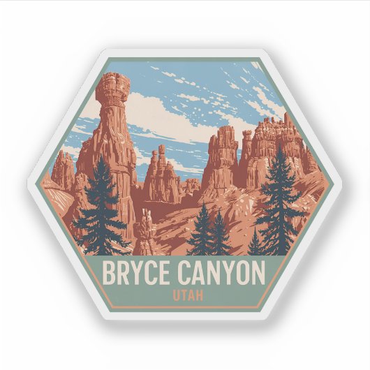 Sticker Bryce Canyon National Park Utah Vintage voyage (Devant)