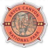 Sticker Bryce Canyon Parc national Elk Retro Compass (Devant)