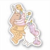 Sticker Bubu et Moonch, crème glacée Unicorn Taiyaki (Devant)