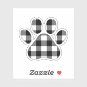 Sticker Buffalo Plaid Black and White Paw Print (Feuille)