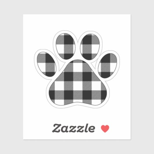 Sticker Buffalo Plaid Black and White Paw Print (Feuille)