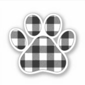 Sticker Buffalo Plaid Black and White Paw Print (Devant)