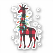 Sticker Buffalo Plaid Family Matching Giraffe Christmas Pa (Devant)