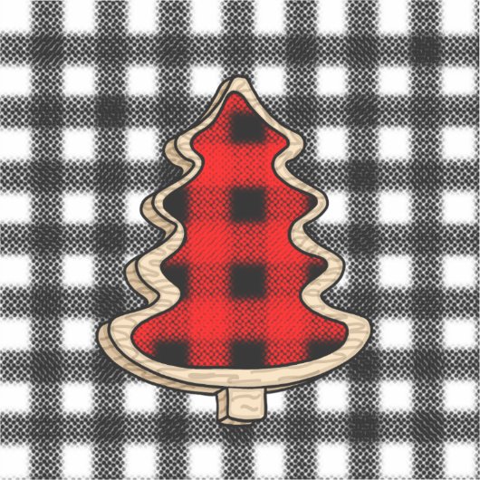 Sticker Buffalo Plaid, Red En vichy sapins de Noël (Recto)