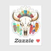 Sticker Buffalo Skull Native American Emblem (Feuille)