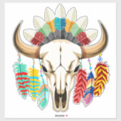 Sticker Buffalo Skull Native American Emblem (Feuille)