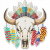 Sticker Buffalo Skull Native American Emblem (Devant)