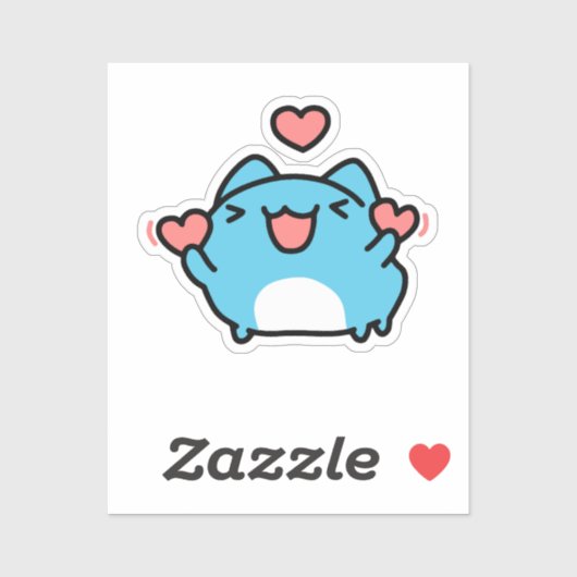 Sticker BugCat Capoo cat, Kawaii Comic Chat love (Feuille)