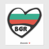 Sticker Bulgarie Code Pays Coeur Drapeau, BGR (Feuille)