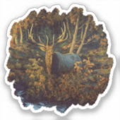 Sticker Bull Elk dans la forêt d'automne (Recto)