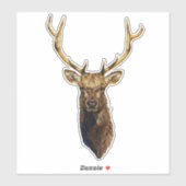 Sticker Bull Elk Head animal nature faune art (Feuille)