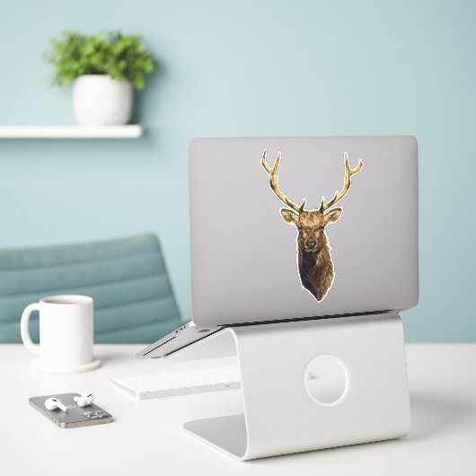 Sticker Bull Elk Head animal nature faune art (Ordinateur portable sur le bureau)