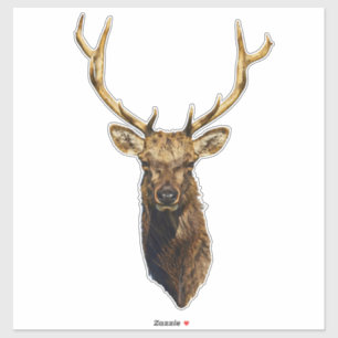 Sticker Bull Elk Head animal nature wildlife art   