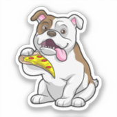 Sticker Bulldog avec morceau de pizza (Recto)
