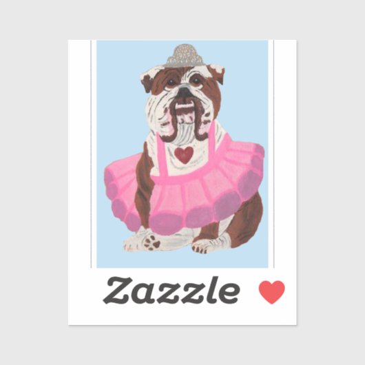 Sticker Bulldog Ballerina (Feuille)