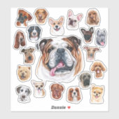 Sticker bulldog et amis anglais (Feuille)