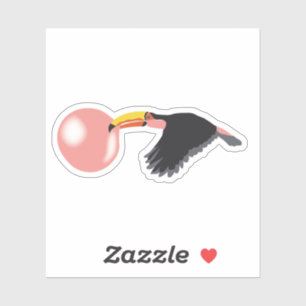 Sticker Bulle de gomme Toucan soufflante bulle