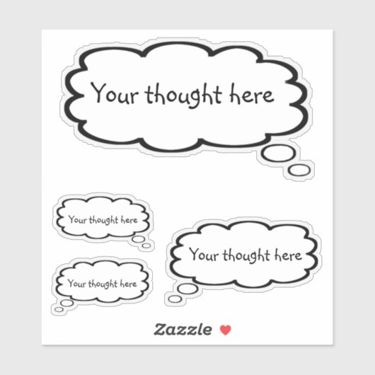 Sticker Bulle de pensée de dessin animé mignon Ajoutez vot (Feuille)