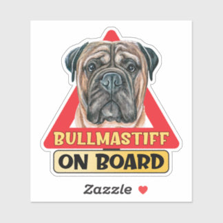 Sticker Bullmastiff à bord Voyage rouge chien anglais