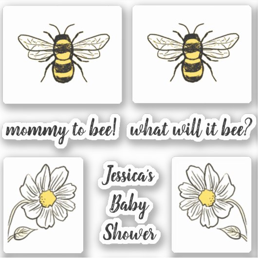 Sticker Bumble Bee Baby shower (Devant)