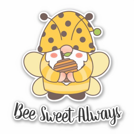 Sticker Bumble Bee Gnome mignon avec devis (Devant)
