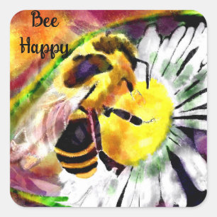 Sticker - Bumble Bee Happy Abstracte kunst Floral