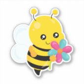 Sticker Bumblebee mignonne et fleurs (Devant)