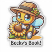 Sticker Bumblebee mignonne portant un Casquette (Devant)