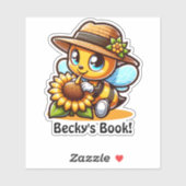 Sticker Bumblebee mignonne portant un Casquette (Feuille)