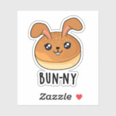 Sticker Bun-ny Funny Lapin Lapin Bun Pun (Feuille)