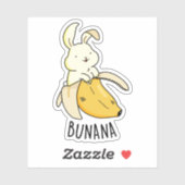 Sticker Bunana Drôle Lapin Dans Un Pun De Banane (Feuille)
