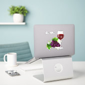 Sticker Bunch de raisins et verre de vin (Ordinateur portable sur le bureau)