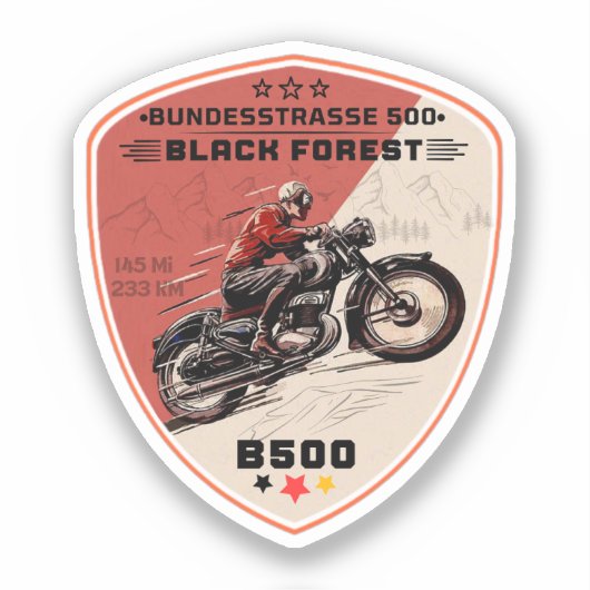 Sticker bundesstrasse 500, black forest german way b500 (Recto)