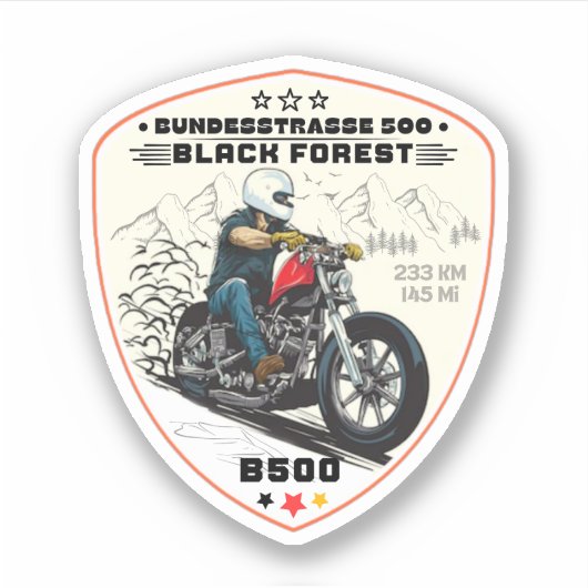 Sticker bundesstrasse 500, black forest german way b500 (Devant)