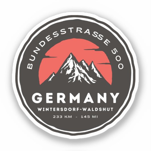 Sticker bundesstrasse 500, black forest german way b500 (Recto)