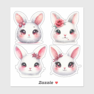 Sticker Bunnies blancs et rouges de Pâques
