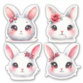 Sticker Bunnies blancs et rouges de Pâques (Devant)