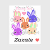 Sticker Bunnies colorés Pâques (Feuille)