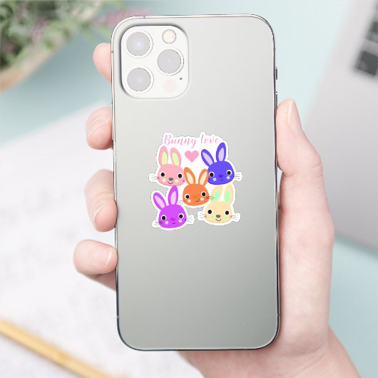 Sticker Bunnies colorés Pâques (Téléphone)
