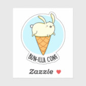 Sticker Bunnilla Cone Funny Bunny Vanilla Pun crème glacée (Feuille)