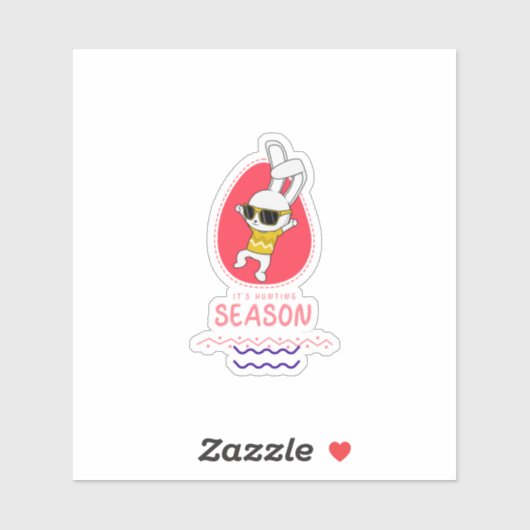 Sticker Bunny Cartoon Cute Animal Hunting Rabbit (Feuille)