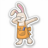 Sticker Bunny comme coiffeur avec peigne et ciseaux (Recto)